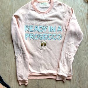 Bow & Drape Ready in a Prosecco Sequin Crew Neck Sweatshirt Pink Size Large.